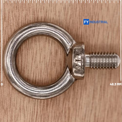 FY stainless steel machinery shoulder lifting eye bolts, M8 silver, set of 5