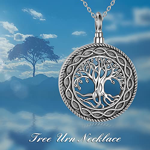 YFN Urn Necklace For Ashes Sterling Silver Memorial Ashes Keepsake Cremation Pendant Ashes Jewellery for Women Men Dog Cat Tree of Life