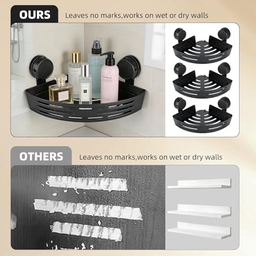 Triangle Shower Caddy Suction Cup, No Drill Bathroom Corner Shelf, Shower Corner Storage Organizer for Towels & Bathroom Essentials