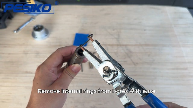 PESIKO 8-inch snap ring pliers with interchangeable tips for internal and external rings