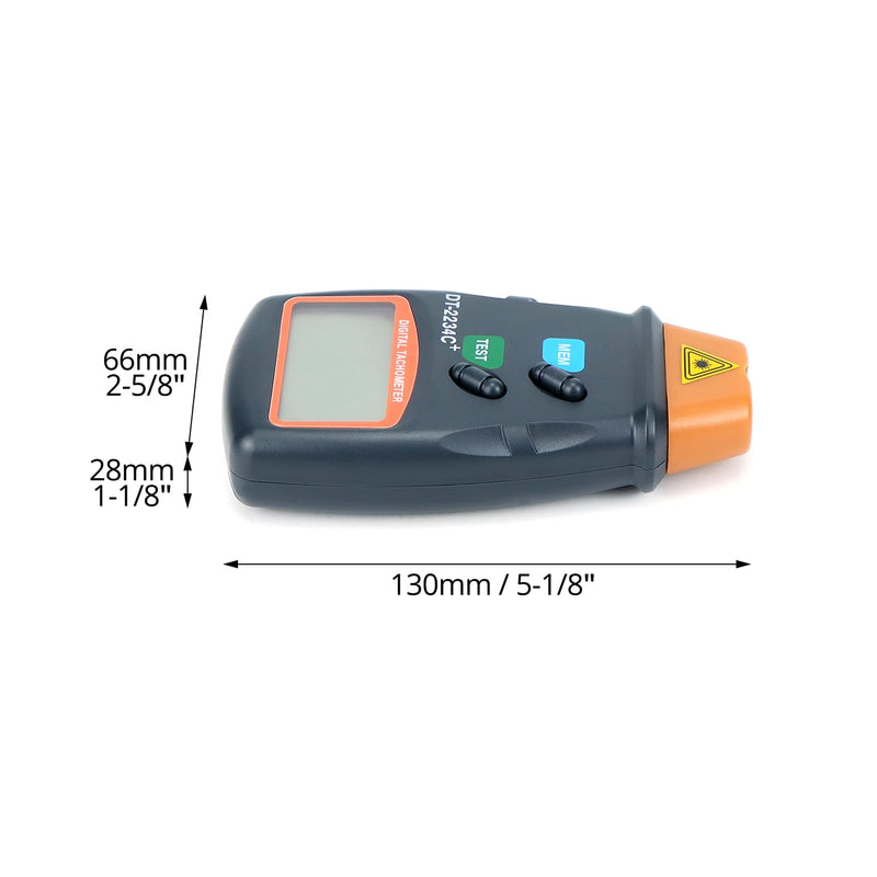 QWORK Digital Tachometer, Non-Contact Laser Photo Tachometer, Large LCD Display, Batteries Not Included