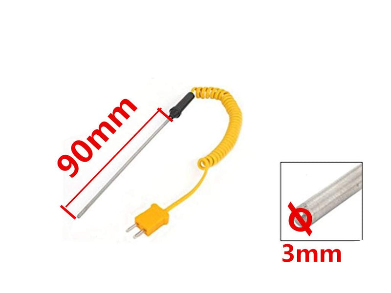 [Australia - AusPower] - 90x3mm K-Type Thermocouple Stainless Steel Probe Temperature Controller Wire Sensors (3X90mm) 