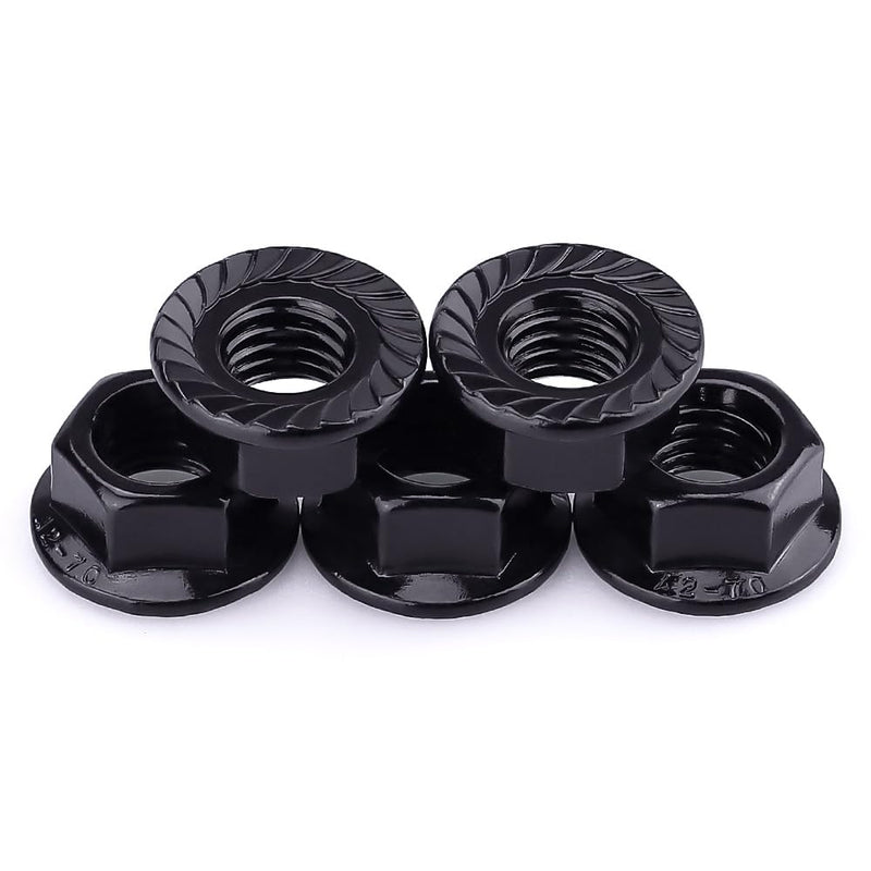 [Australia - AusPower] - M5-0.8 Hex Head Serrated Flange Nuts, 304 Stainless Steel 18-8 Hexagon Head Flange Nuts for Home Automotive DIYer, Black Oxide Finish, Hex Drive, 50 PCS M5-0.8 