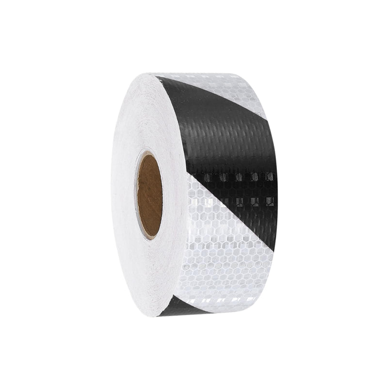 MECCANIXITY Reflective Tape, 2 Inch x 82 ft Warning Safety Sticker Night Reflectors Self-Adhesive Trailer Reflector Twill Tape for Cars Trucks, Black White 2 Inch x 82 Feet