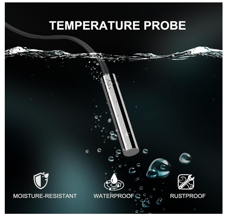 [Australia - AusPower] - 10K B3950 Temperature Sensor Probe 6Pcs 1 Meter Waterproof Temp Sensor Probe Stainless Steel NTC Temp Sensor Probe, Digital Temperature Transmitter Extension Cable with JST XH2.54mm Interface 