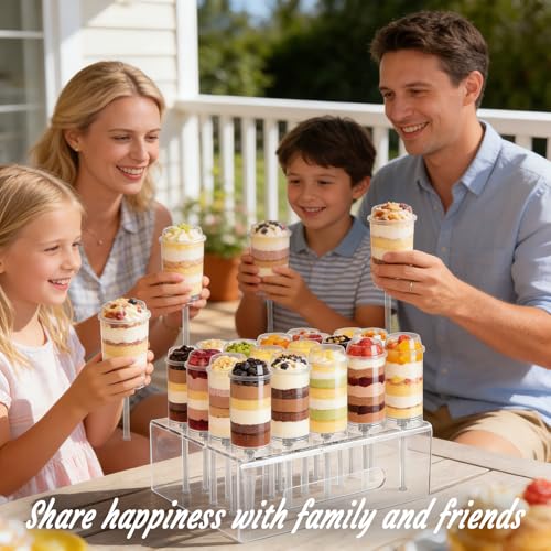 AZYM Cake Pop Stand, Clear Reusable Food-Grade Plastic Dessert Cups with Lids, Cake Pop Holder with Cutter Tool, for Parties, Weddings, Birthdays, DIY Baking Supplies transparent