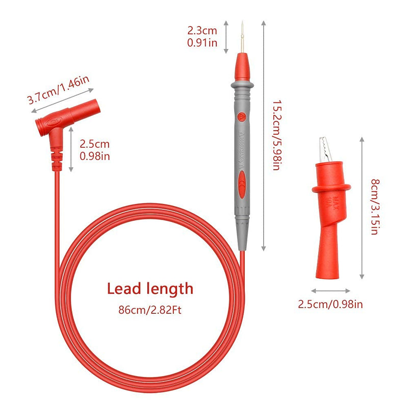 [Australia - AusPower] - Multimeter Test Leads Kit, Precision 1000V 20A Digital Multi Meter Clamp Tester Probe Test Probes Leads with Alligator Clips, for Multimeter Electronic Test Leads Multimeter Accessories (6 pcs) 
