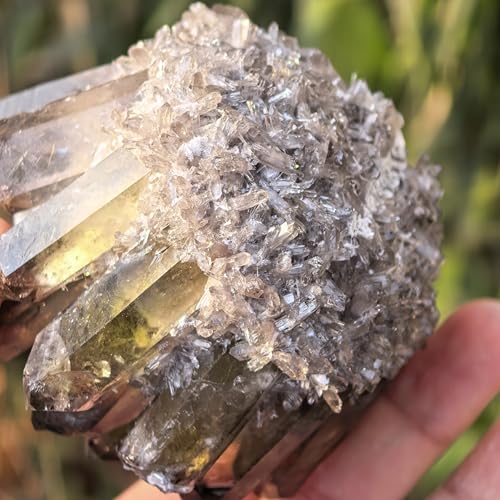 Natural Quartz Crystal Point Cluster, Reiki Healing Stone, Home Decor Gift (About 220g Smoky Quartz) About 220g Smoky Quartz