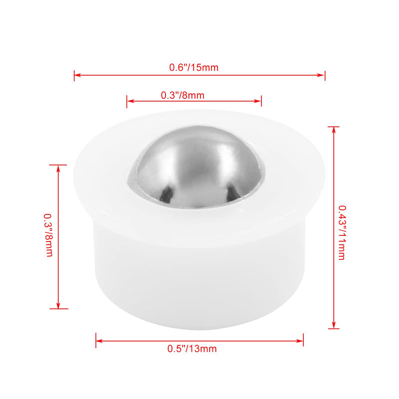 [Australia - AusPower] - 12pcs Mini Ball Transfer Bearing Unit, Table Conveyor Ball Caster Wheels, 1/3" Ball Roller Wheels for Transmission, Furniture, Wheelchair (Nylon and Stainless Steel) 12pcs Stainless Steel Ball 