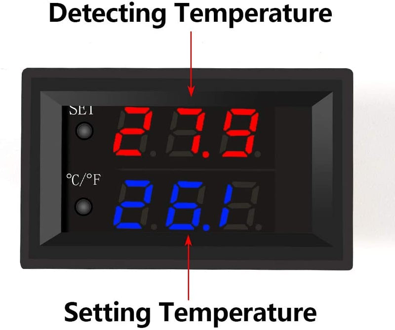 [Australia - AusPower] - 2PCS Temperature Controller -50 to 110 Celsius (-58 to 230 F) DC 12V Programmable Heating/Cooling Thermostat Control Switch Module NTC Waterproof Sensor Probe Dual Color LED Display Monitor 