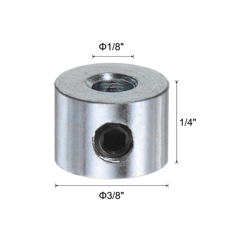 [Australia - AusPower] - uxcell 8pcs Set Screw Shaft Collars 1/8" Bore Zinc Plated Steel Shaft Collars, 3/8" OD, 1/4" Width Axle Collar Clamp with Hex Wrench 