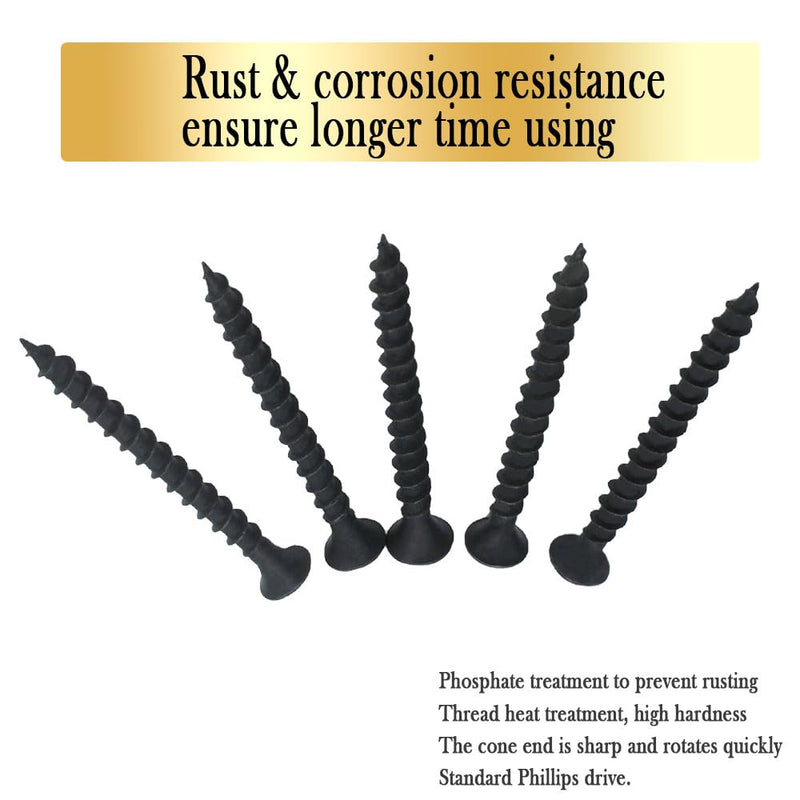 [Australia - AusPower] - #6 x 1-1/2" Fine Thread Drywall Screw with Phillips Bugle Head, Black Phosphate Coated, Sharp Point, High Strength Quick Self Self Tapping Screw for Drywall Sheetrock, Wood and More, 80Pcs #6 x 1-1/2-Inch 