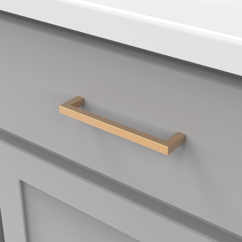 NEIKO Heritage Designs Contemporary Pull 5-1/16 Inch (128mm) Center to Center Brushed Brass Finish (10-Pack)