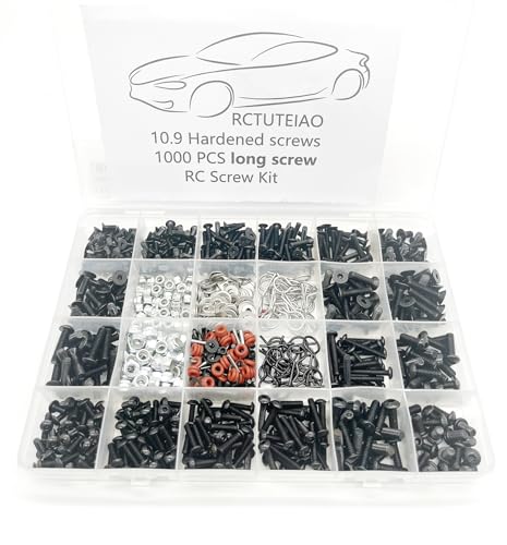 XERIAL RC screw kit with 1000-piece M3 and M4 screw assortment for 1/8 to 1/16 scale RC cars and trucks