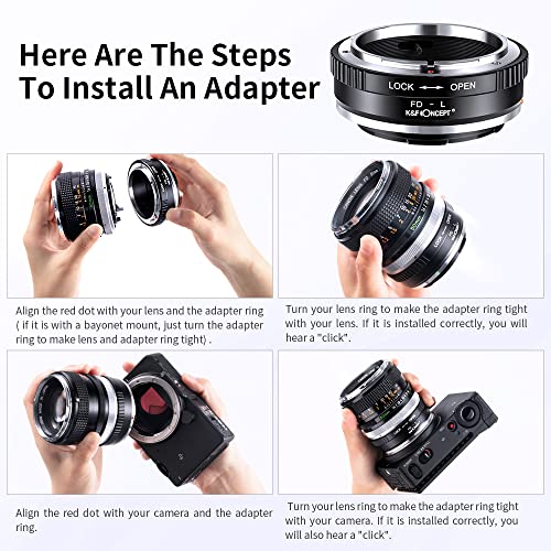 K&F Concept Lens Mount Adapter FD-L Manual Focus Compatible with Canon FD & FL 35mm Lens to L Mount Camera Body