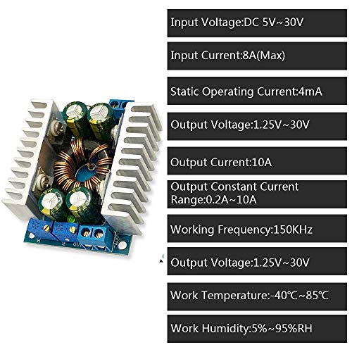 Power Supply Module, DC-DC 8A Buck Boost Power Module 5V-30V to 1.25V-30V Adjustable Charging Converter