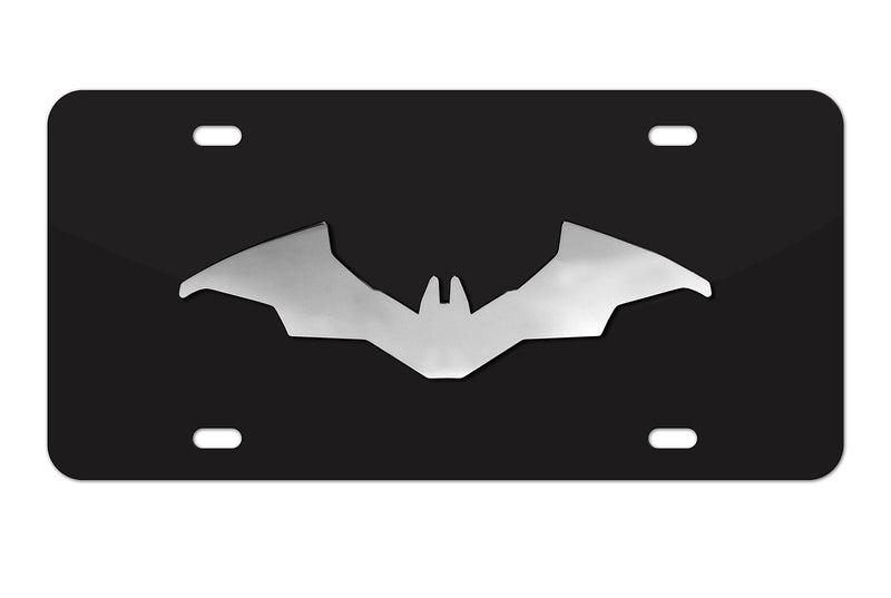 Elektroplate Officially Licensed DC Comics The Batman Movie Black All-Metal Decorative Front Plate with 3D Chrome Bat Emblem | Weatherproof Automotive Accessory for Cars, SUVs, Trucks (12" x 6")