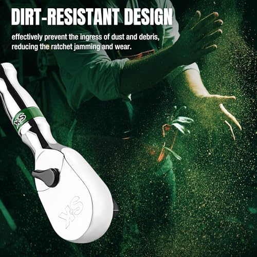 SK 3/8-inch drive stubby ratchet handle with 90-tooth pear head in alloy steel