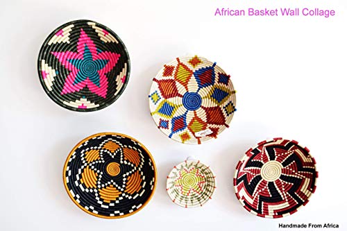 Tembo Crafts Africa - Handmade Basket Uganda - Made of Sisal & Banana Fiber - 8 Inches Diameter - Tan, Brown, Black - UB55
