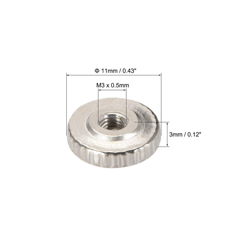 [Australia - AusPower] - uxcell Round Knurled Thumb Nuts Conector Lock Adjusting nuts, M3 Female Threaded Thin Type, Nickel Plated, Pack of 30 