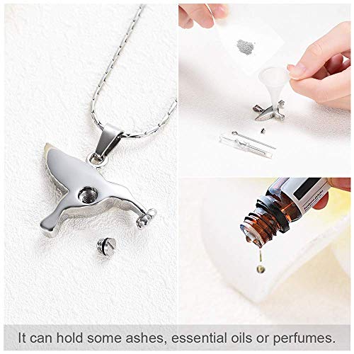 Hummingbird Cremation Jewelry Keepsake Stainless Steel Human Pet Urn Necklace for Ashes for Women Men Memorial Pendant Silver