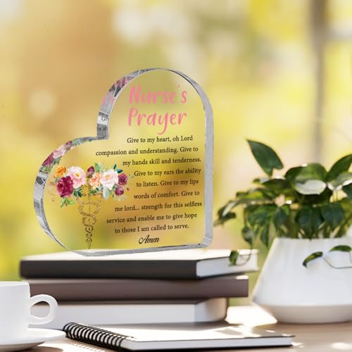 Nurse's Prayer Acrylic Plaque Sign Inspirational Gift for Nurse Women Practitioner RN LPN Coworker Friends - Nurse Graduation Gift for Her - Thank You Gift for Nurses Week