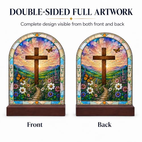 Cross Decor for Table - Double-Sided Acrylic, 5.9 x 8.8 Inch Cross Decor