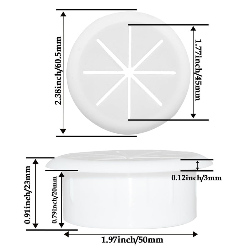 [Australia - AusPower] - 2Pcs Flexible Desk Grommet, HONSNkS 2 Inch Cable Cord Hole Plug Wire Hole Cover for Desktop Equipment Wiring Management and Protection (White) White 