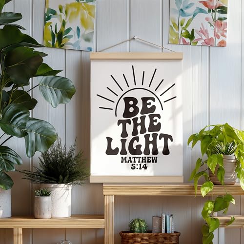ZNGFON Christian Inspirational Wall Art Poster Hanger Frame 12x16,Christian Religious Scripture Bible Verses Wall Decor for Bedroom,Be The Light Positive Hanging Decorations Gifts Decor 08