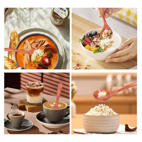 Wooden Spoon, 5PCS Wood Soup Spoons Wooden Spoons Japanese Style Ramen Noodle Soup Spoons Soup Ladle for Eating Asian Soup Spoon (Brown)