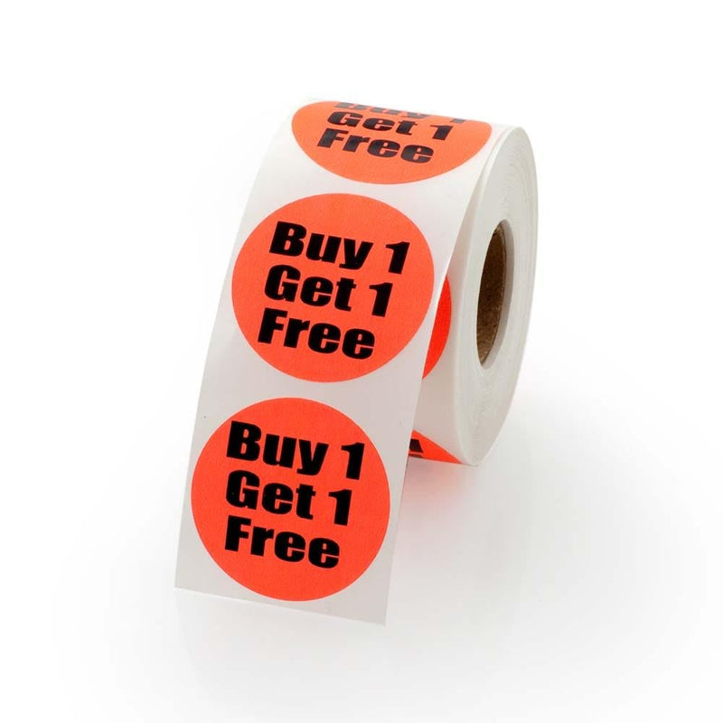 1.5 Inch Round Retail Sale Stickers - Fluorescent Red Circle Labels, Permanent Adhesive, 500 Labels Per Roll - LabelValue