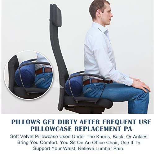 Remerry 2 Pcs Velvet Neck Roll Pillow Covers, 18 x 6 Inches, Navy Blue