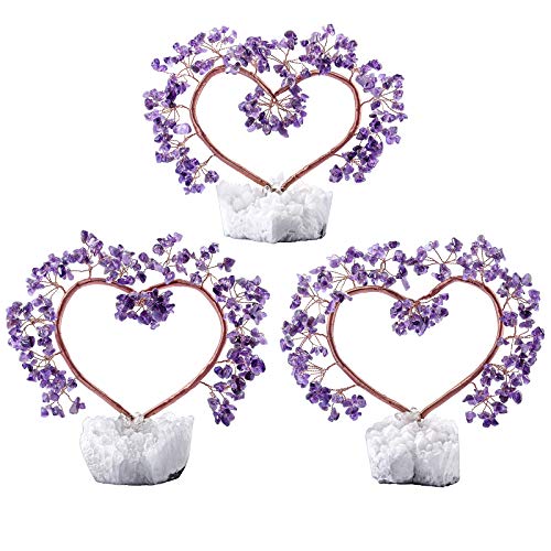 Rockcloud Handmade Amethyst Love Heart Shape Crystal Money Tree Purple