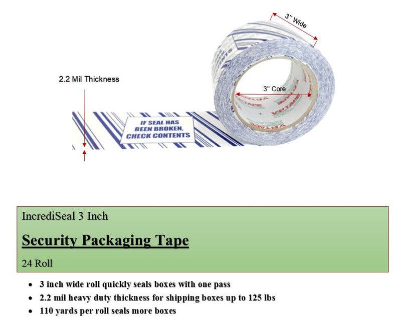 VP Printed Security Packing Tape, 3Inch x 110 Yards, Thickness 2.0 Mil,6 Rolls., blue &white (3s) 6