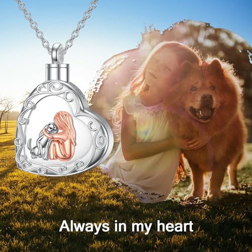 Urn Necklaces for Ashes 925 Sterling Silver Cremation Necklace Ash Pendant Memorial Jewelry Keepsake Gifts for Women 2-2-Dog