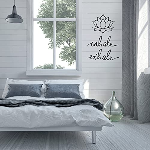 Ferraycle Inhale Exhale Wall Art Yoga Meditation Decor Black Metal Sign