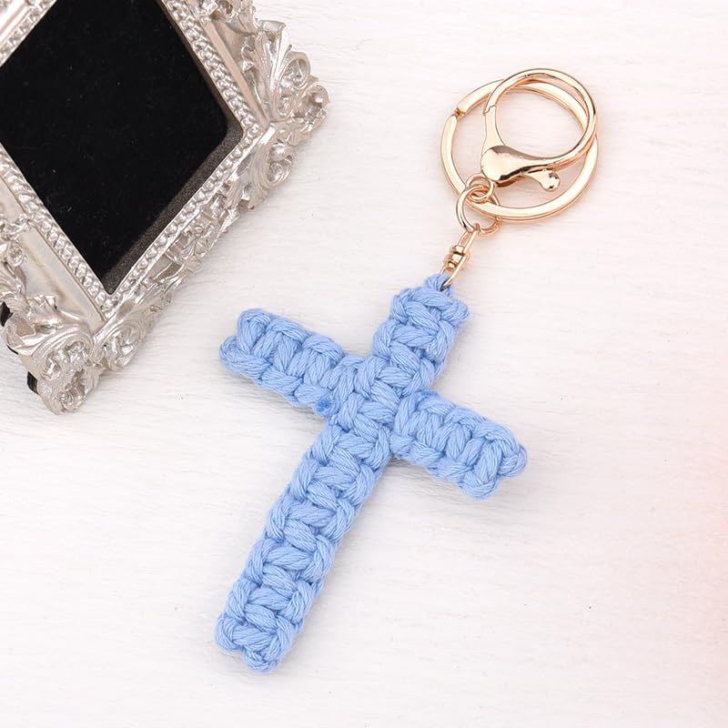ShiQiao Spl Cute Cross Keyring Gifts for Women Girls Christian Birthday Gifts for Best Friend Daughter Sister Christmas Gift for Sister Blue