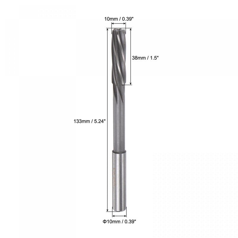 sourcing map Clamping Reamer 10mm H7 4241 High Speed Steel Spiral Grooves Lathe Reamer Cutter 10mm