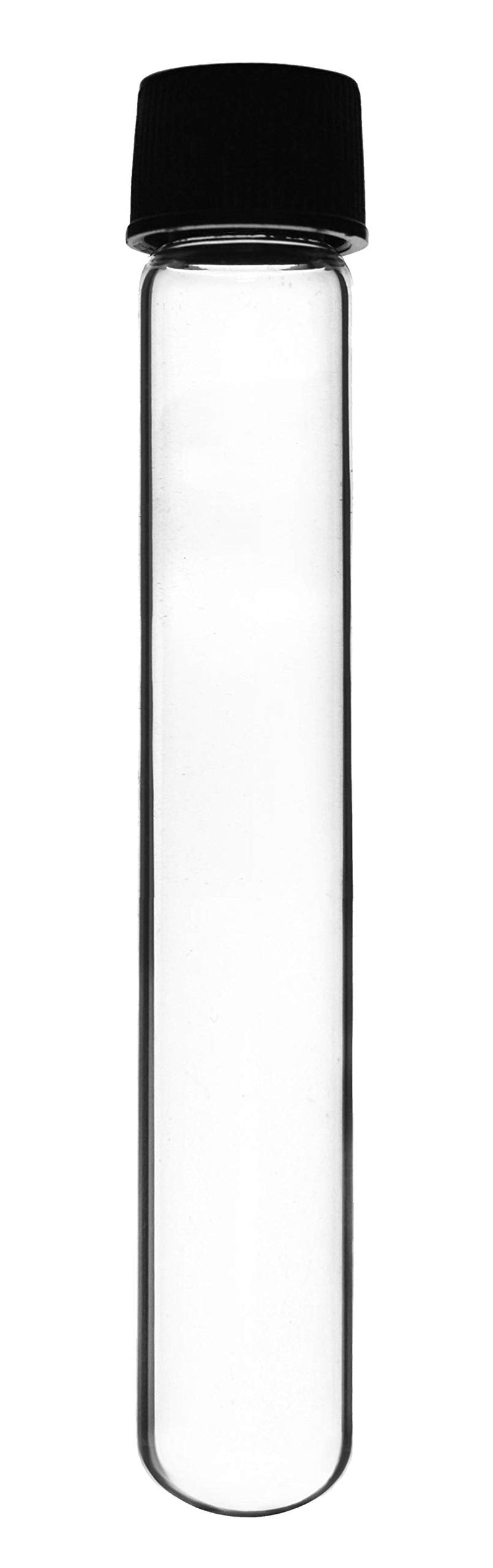 EISCO 24PK Test Tubes, 50ml - Bakelite Screw Cap with Rubber Liner - Borosilicate 3.3 Glass - 5.9" x 1" - Round Bottom - Leak Proof 24