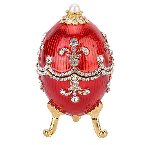 HEEPDD Enameled Easter Egg, Hand Painted Jewelry Trinket Box with Sparkling Rhinestones for Necklace Earring Small Items Home Desktop Decor Easter Day Collectible
