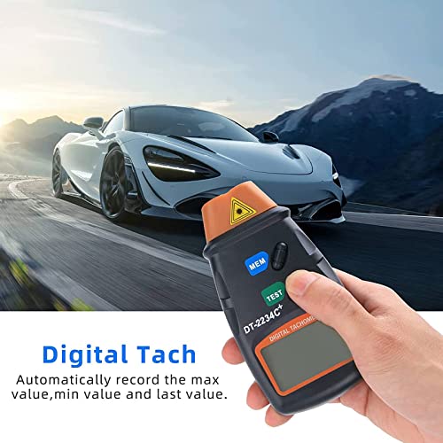 Professional Digital Tachometer Chainsaw Non-Contact Tachometer Laser Tachometer Digital Tachometer Measuring Range 2.5RPM ~ 99.999RPM
