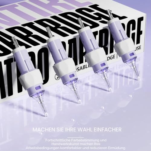 Pack of 20 Tattoo Needles Set Disposable #12 (1RL) Round Liner Diameter 0.35 mm Standard Tattoo Cartridges with Membrane and Silicone Ring - Compatible with Tattoo Machines EN11Q-FG-20EU-1201RL-X 1201RL