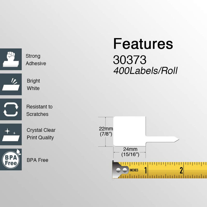 BETCKEY - Compatible DYMO 30373 (7/8" x 15/16") Price tag Rat Tail Style Thermal Film Labels, Compatible with Rollo, DYMO Labelwriter 450, 4XL & Zebra Desktop Printers[6 Rolls] 06-rolls