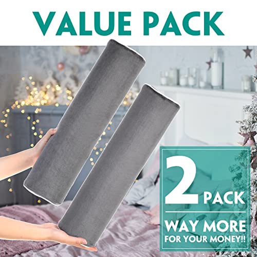 Maitys 2 Pack Neck Roll Pillows 17.7 x 4.3 Inch Memory Foam Bolster Pillows Bolster Pillow Round, Washable Cover for Neck Back Leg Support, Travel Office Bed Cylinder Pillow, Grey