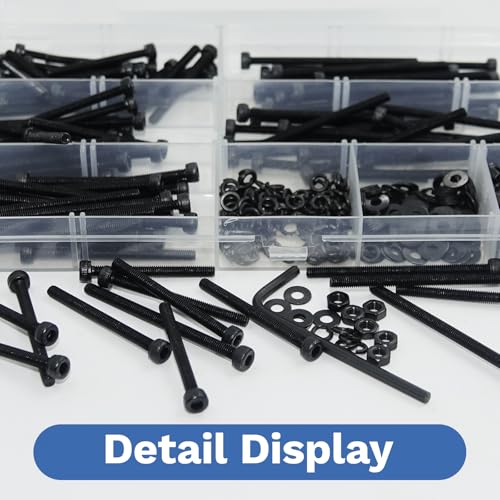 Jiahezhi 461-piece M3 socket head screws, metric bolts, washers and nuts assortment kit in organizer box
