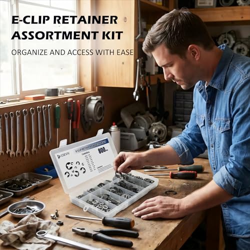 Retaining Rings E Clip Assortment Kit, 800 Pcs, 10-Sizes, INCH