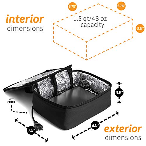 HOTLOGIC Mini Heated Lunch Box- Portable Electric Food Warmer for Men and Women - Great for Work, Office, and Construction - Cook, Reheat, and Eat on the Go - 120V - Black