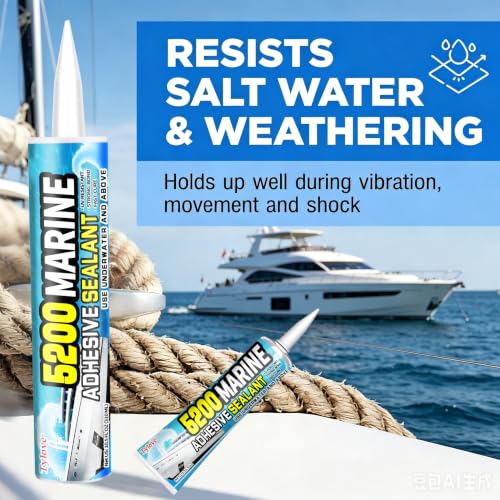 Tylove Black 5200 marine sealant tube for boats, RVs, hulls, decks, fiberglass, wood, metal, and ponds