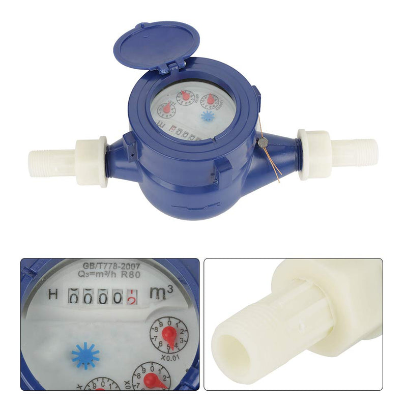 [Australia - AusPower] - Water Meter, DN15 Plastic Cold Water Meter Water Wet Measuring Tool for Home Garden 