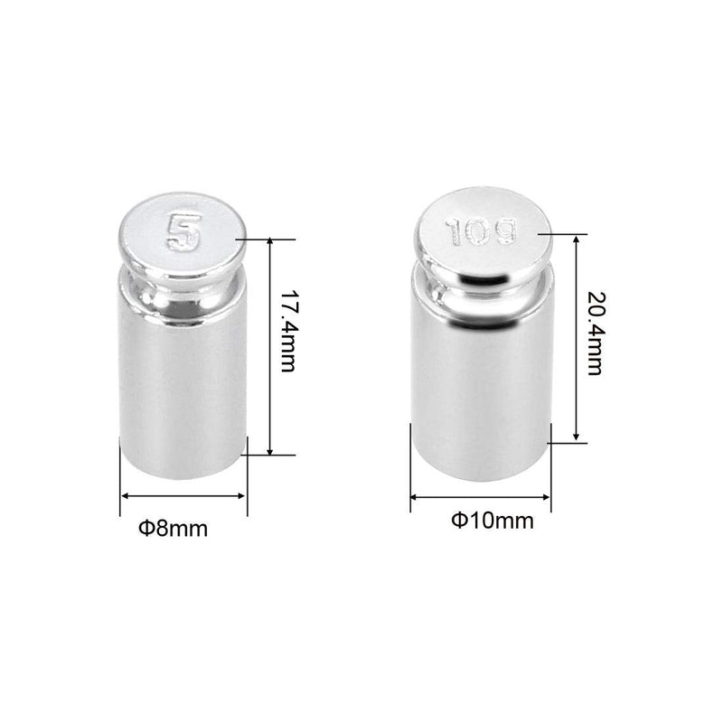 sourcing map Set 1g 2g 5g 10g 20g M1 Precision Gram Calibration Weight | Chrome plated steel, digital scales